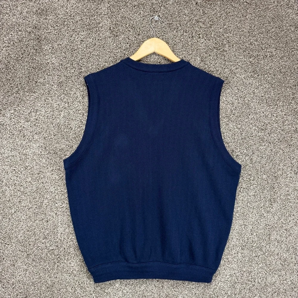 Vintage Izod Sweater Vest Mens XL Blue Acrylic V-Neck Golf Preppy Made In USA
